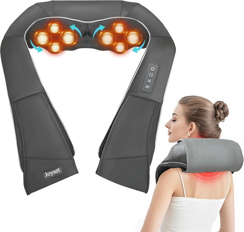 Joyset Shiatsu Neck and Back Massager with Heat,Electric Shoulder Massager for Pain Relief Deep Tissue,3D Kneading Massage with Cloth Cover Easy to Clean Best Gift for Men Women Parents (Gray) - Image 1